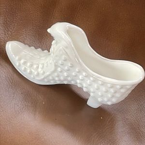 VTG Fenton Cathead Milk Glass Shoe